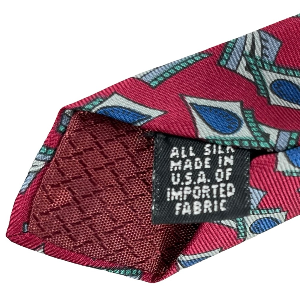 Christian Dior Monsieur | Necktie 58.5” 100% Silk Red Patterned‎ Tie Made in USA - Picture 6 of 7